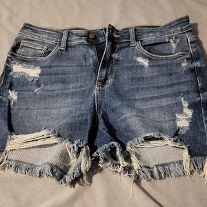 Judy Blue Jean Shorts Blue Distressed Cut-Off